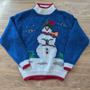 Festive Blue Snowman Sweater